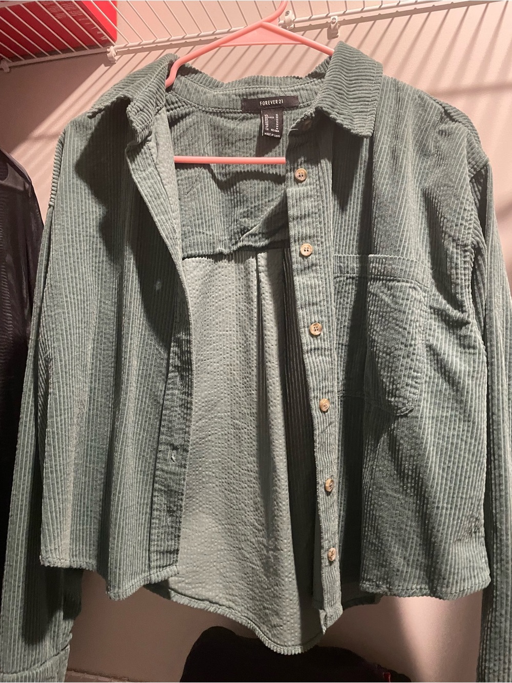 Forever 21 Corduroy Shirt Jacket - Dusty Teal